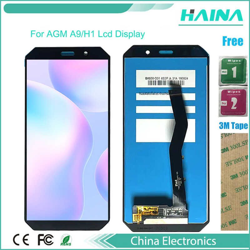 For AGM A9 LCD ekran ve dokunmatik ekran için 5.99 "mont telefonu aksesuarları AGM H1 lcd onarım