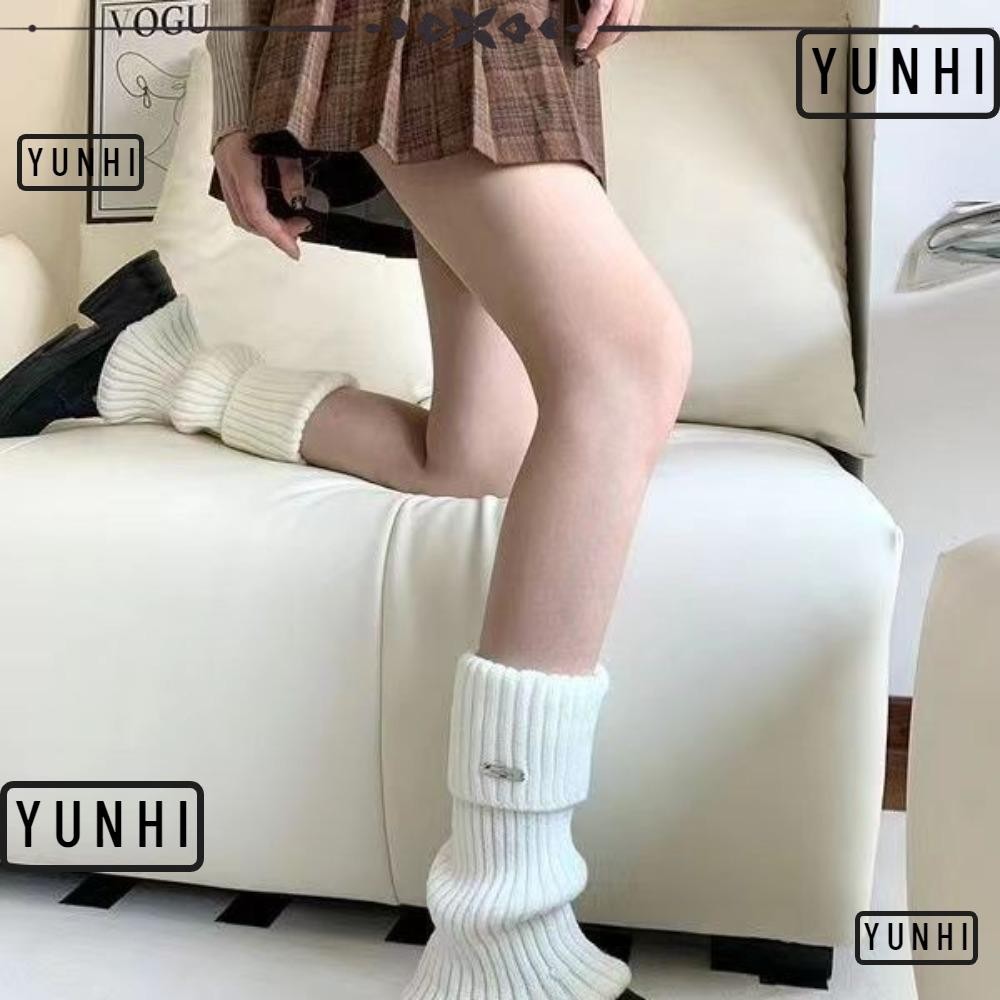 Yunhi เครื่องอุ่นขาแบบถัก, เครื่องอุ่นขา Y2K แบบยาวอุ่น, สไตล์ Academy Stacked เข่าสูงนุ่มข้อเท้าอุ่นฤดูใบไม้ร่วงฤดูหนาว