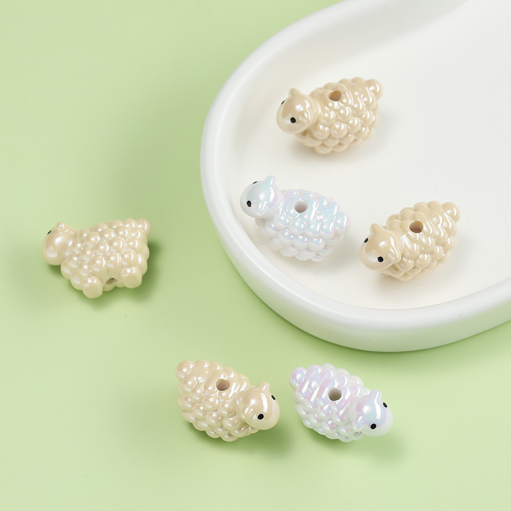 St. kunkka 1 ชิ้นอะคริลิคน่ารักแกะลูกหมูลูกปัดสีสันสดใสลูกปัดหลวม DIY ทําสร้อยข้อมือสร้อยคอลูกปัดเครื่องประดับวัสดุอุปกรณ์เสริม — صورة 4