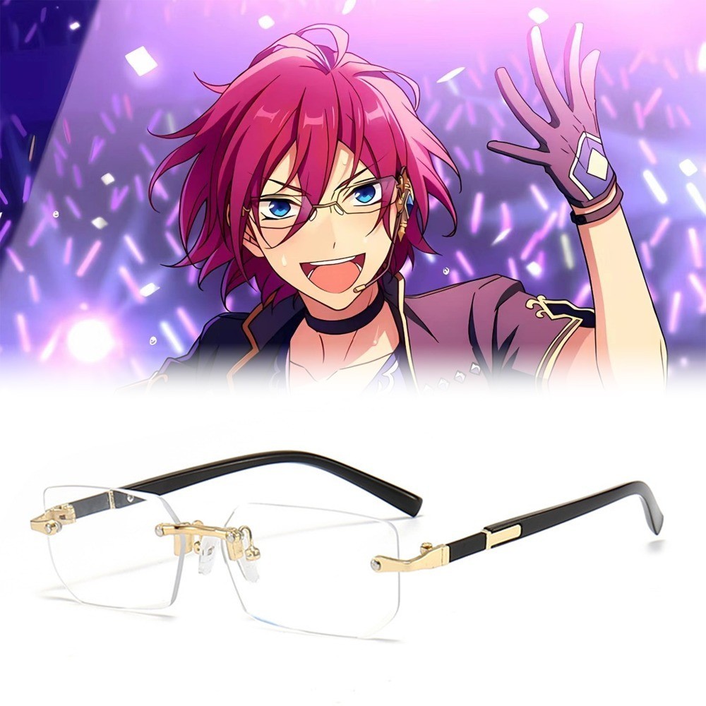อะนิเมะเกม Ensemble ดาวแว่นตา SAEGUSA IBARA เรขาคณิตไม่มีกรอบแว่นตาชายหญิงแฟชั่นฮาโลวีนคอสเพลย์แฟชั่นอุปกรณ์เสริม