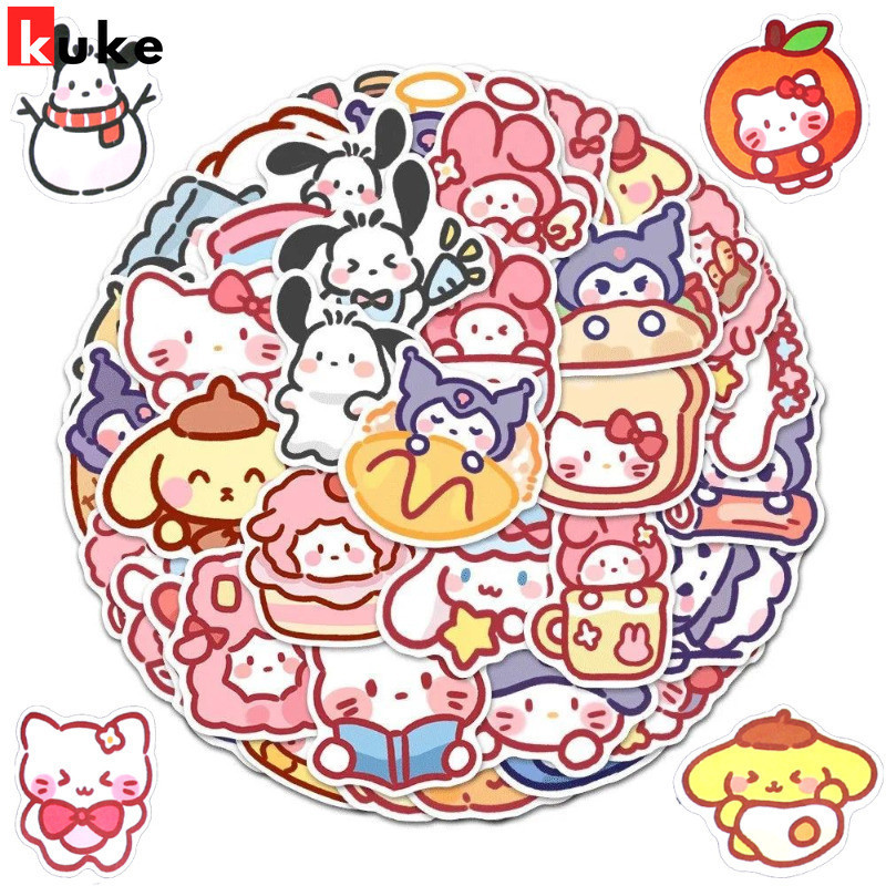 SANRIO 100ชิ้นการ์ตูนซานริโอสติ๊กเกอร์-มายเมโลดี้คุโรมิ-สติ๊กเกอร์diy Gukaไดอารี่สติ๊กเกอร์-เครื่องเขียนอุปกรณ์ตกแต่ง-กาวตนเองของขวัญสติกเกอร์-น่ารักอะนิเมะปิดผนึกสติก