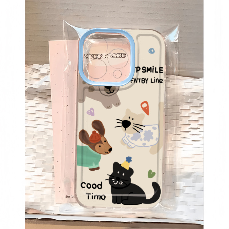Ins น่ารักแมวตลกสุนัขตลกนุ่มโปร่งใส Anti-Fall เคสโทรศัพท์สําหรับ iPhone 16 Promax 15 Promax 12 13 Mini 14plus 11 Pro Max X XS XR XS Max 7 8 plus Se2020 6G 6Plus