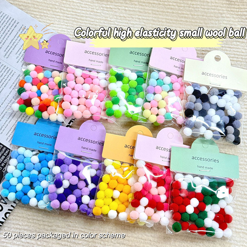 [JBTH] 50 ชิ้น Macaron Pom Pom Furry Balls 1 ซม.สีสัน Pompoones นุ่ม Furball งานฝีมือทําด้วยมืออุปกรณ์ DIY อุปกรณ์ตกแต่ง [JB]