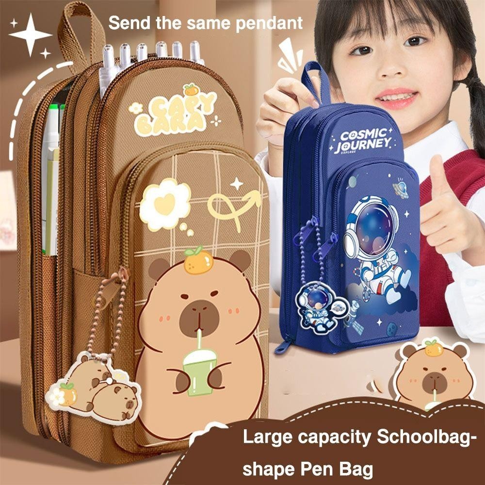 วูชู ดินสอ , คาปิบาระ/แพนด้า/นักบินอวกาศความจุขนาดใหญ่ปากกากระเป๋า,มัลติฟังก์ชั่หลายชั้นกระเป๋านักเรียน-รูปร่างปากกากล่องนักเรียนของขวัญ