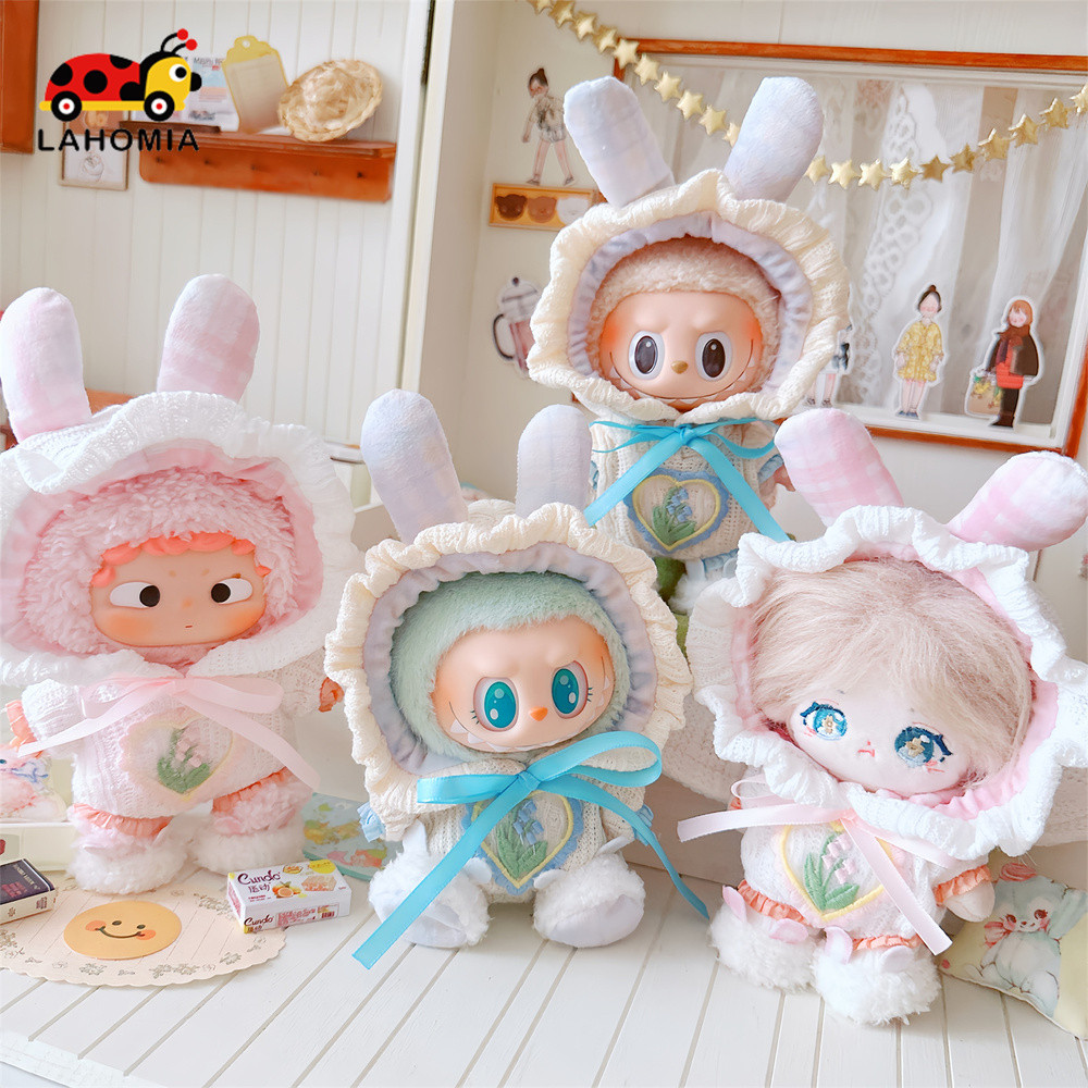 Lahomia 15cm ชุด Labubu have a seat V1/V2 Bao-ao ติเมตรถักหูปีนเขาเสื้อผ้าสําหรับเด็กชุดผ้าฝ้าย