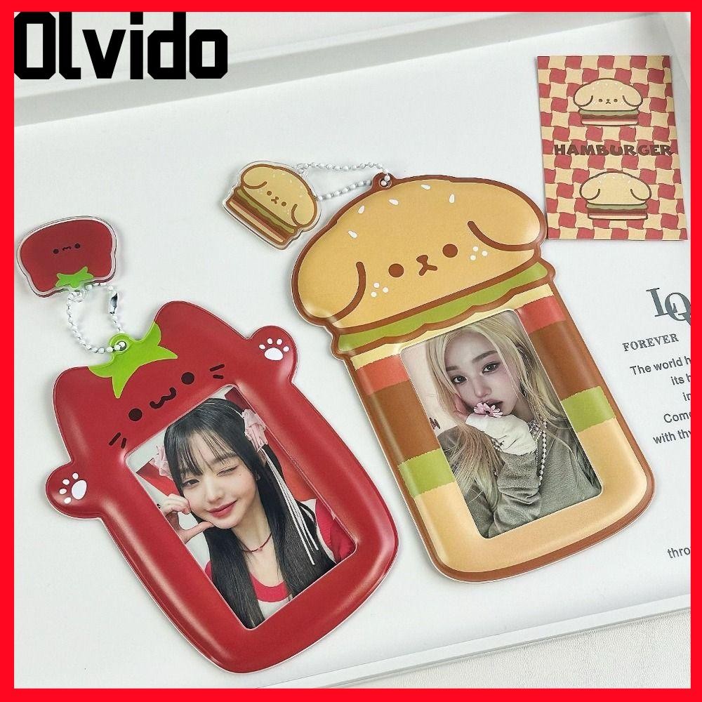 Olvido แฮมเบอร์เกอร์การ์ดสุนัข ,การ์ตูนนักเรียนผู้ถือบัตรภาพ,กระเป๋าพวงกุญแจมะเขือเทศแมวไอดอลภาพฝาครอบป้องกันบัตรภาพจัด