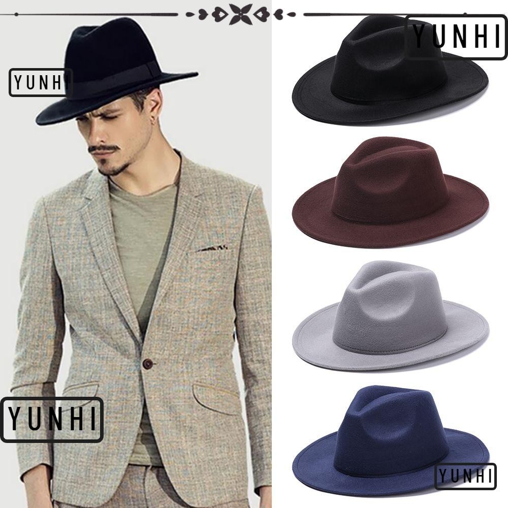 Yunhi Fedora หมวกผู้หญิงผู้ชายฤดูหนาวฤดูใบไม้ร่วง Stage Performance ชุดปีกกว้าง Dance Party หมวกคาวบอย
