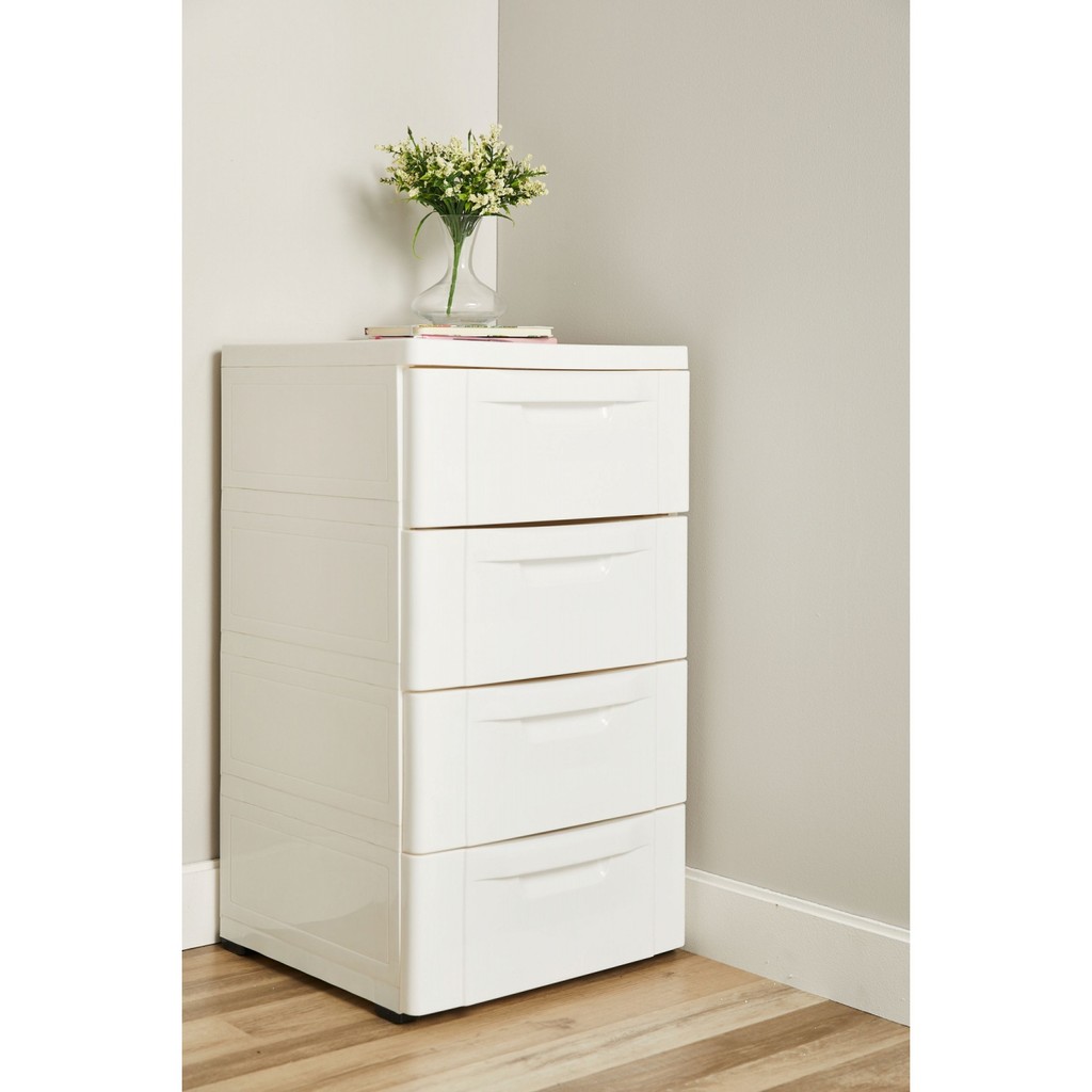 GlobalHouse API ตู้ลิ้นชักโครงทึบ 4 ชั้น 43x43.5x76.3ซม. รุ่น 1600M4 สีขาว สินค้าของแท้คุณภาพดี