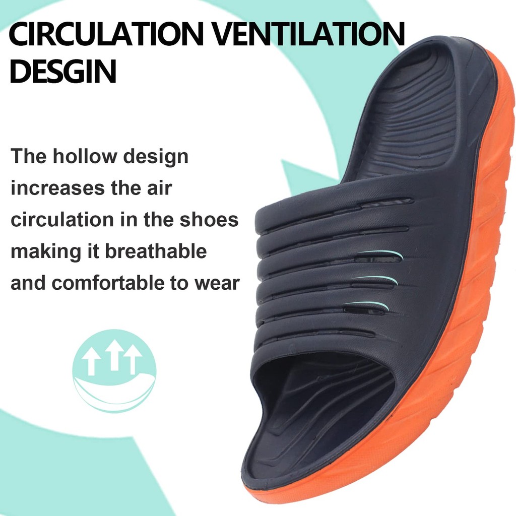 Mens Sport Recovery รองเท้าแตะสไลด์ plantar fasciitis Arch Support เบาะหนารองเท้าแตะน้ำหนักเบา Comfort orthotic เปิดนิ้วเท้า U-shaped รองเท้า