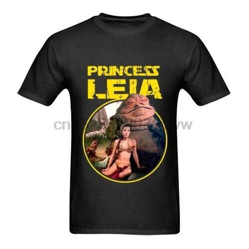 Princess Leia And Jabba Tee เสื้อยืดสีดําผ้าฝ้ายผู้ชาย Size S ถึง 3XL