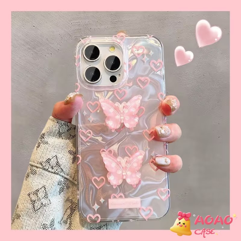 เคส OPPO A38 A17 A7 A18 A1K A58 A78 A98 A57 A31 A17K A9 A5 A16K A3S A15 A35 A5S A12 Reno 10 11 8T ปกอ่อนผีเสื้อสีชมพู