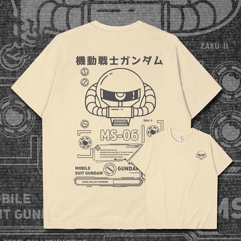 ใหม่ (🔥เสื้อยืดพิมพ์ลาย🔥) สี Zaku Gundam Mobile Suit Gundam Robot เสื้อยืดแขนสั้นผู้ชายและผู้หญิง An