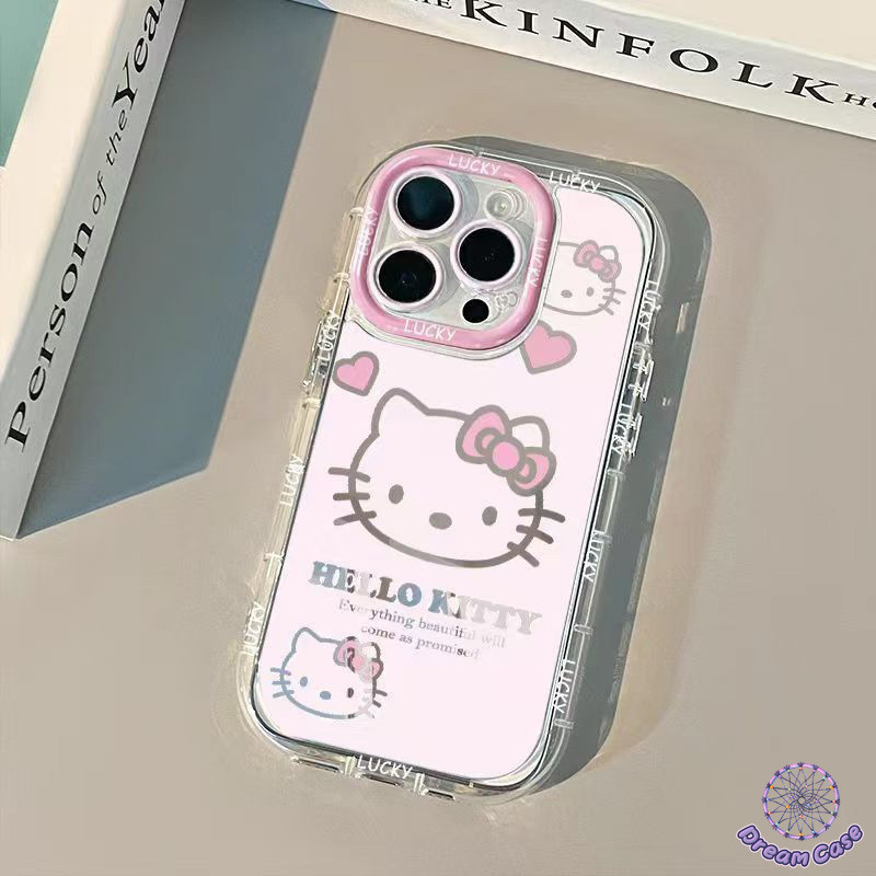 หรูหราขึ้นกระจกเคสแมวคิตตี้น่ารักเข้ากันได้กับ IPhone 15 13 14 11 12 Pro Max 7Plus 15 7 14 8 Plus XR X XS Max SE 2020