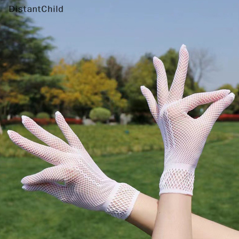 Dsth 1 คู่ขายร้อน Fishnet ตาข่ายถุงมือแฟชั่นผู้หญิง Lady Girl ถุงมือป้องกันลูกไม้ Elegant Lady สไตล์ถุงมือสีดําและสีขาว DSS