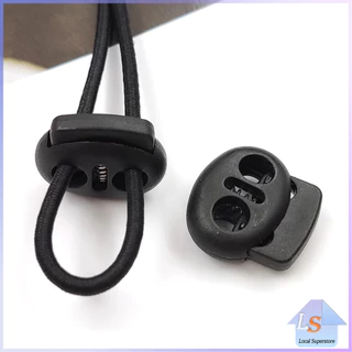 สต๊อปเปอร์ ตัวล๊อคเชือก ตัวล็อคสาย อุปกรณ์เสื้อผ้า วัสดุพลาสติก สีดำ rope stopper