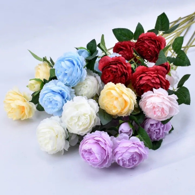 ผ้าดอกโบตั๋นสีขาวสีแดงดอกโบตั๋นหัวดอกไม้ ทําเอง ตกแต่งสวนงานเลี้ยงวันเกิดงานแต่งงานของขวัญวันวาเลนไทน์
