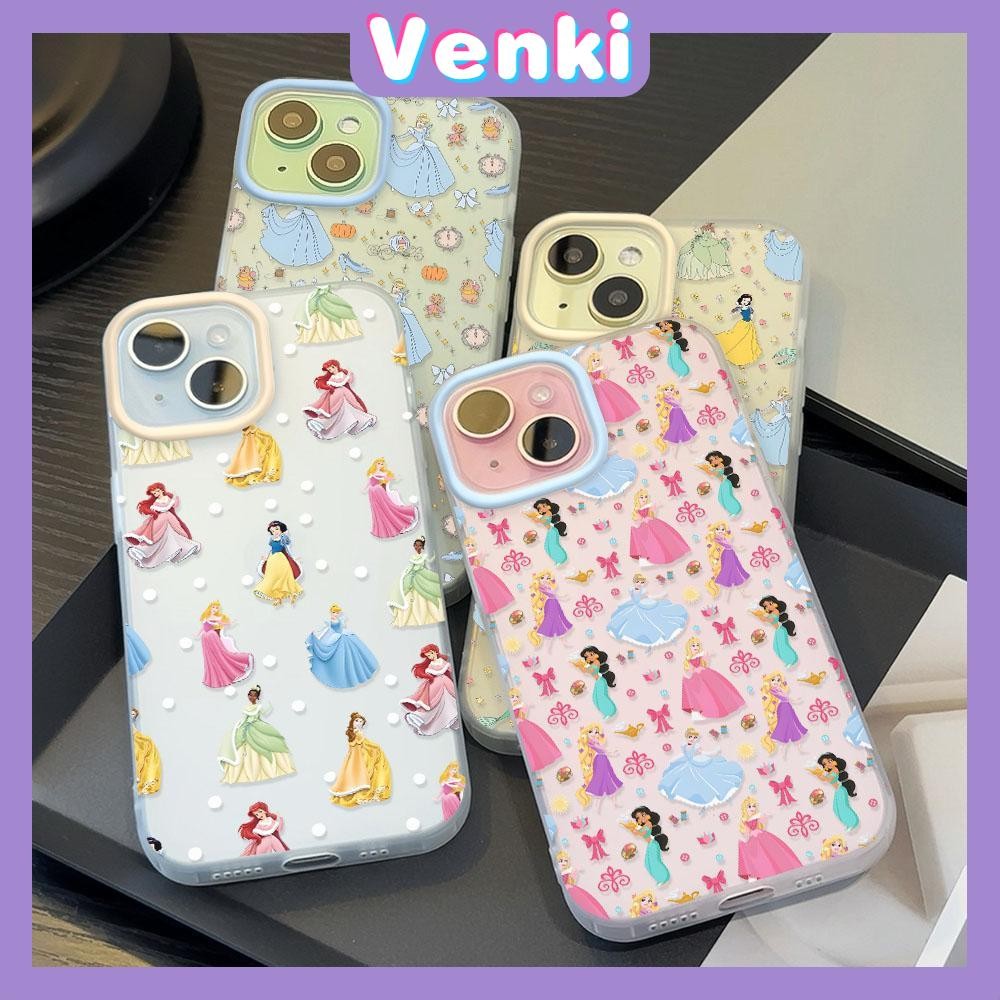 Venki - เคสใส iPhone16 11 Pro Max iPhone เคส TPU นิ่มป้องกันรอยนิ้วมือแบบด้าน เจ้าหญิงน่ารักที่สวยงามในการเต้นรำ Compatible With iPhone15 14 13 12 Pro max XS XR 7 8 Plus