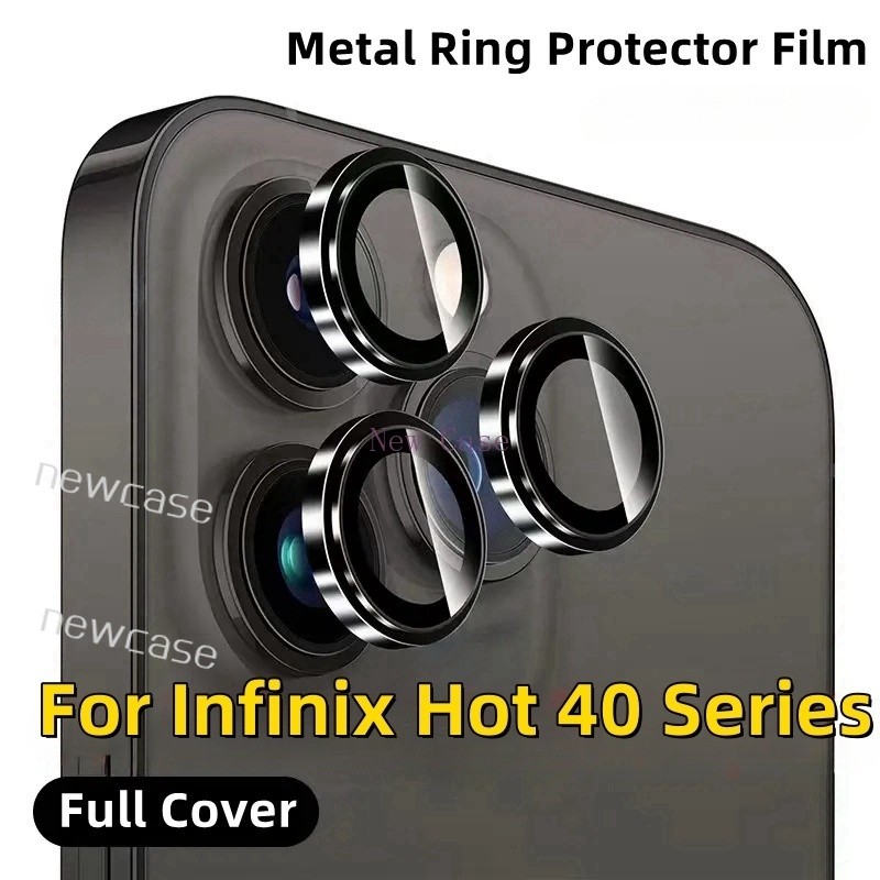 สีแหวนโลหะกล้องเลนส์ป้องกันสําหรับ Infinix Hot 40 Pro 40i 4G Hot40 Hot40i Hot40Pro ฝาครอบกล้องป้องกันหน้าจอกระจกนิรภัย