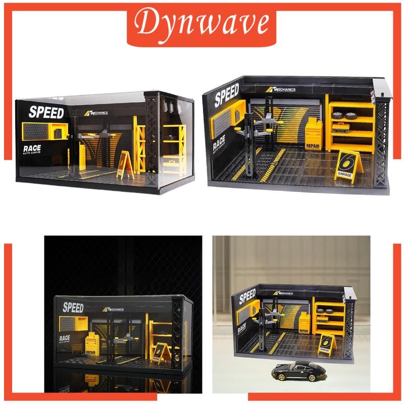 [Dynwave ] 1/24 Diorama Car Garage Diorama Model, Shop Model, DIY Assembly DIY Toy, Display Landscap