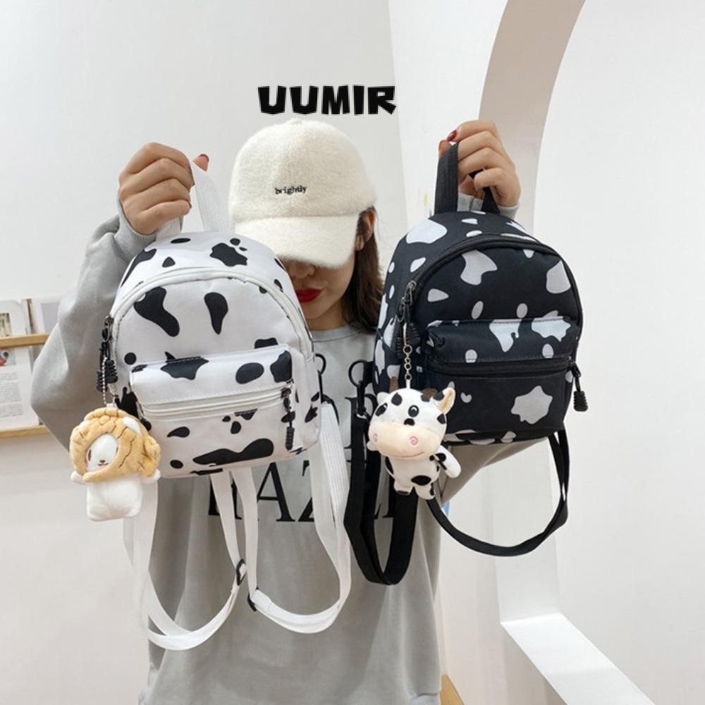UUMIR กระเป๋าสตรี,ผ้าใบสายรัดปรับได้มินิกระเป๋าเป้สะพายหลัง,แบบพกพาวัวจุด หลาย-การทํางาน กระเป๋าเป้สะพายหลังขนาดเล็กผู้หญิง