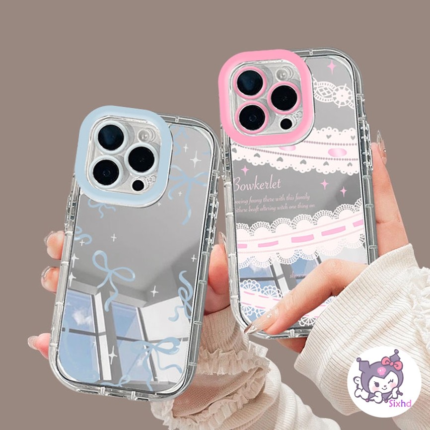 กระจกหรูหราสําหรับ OPPO A60 A58 A18 A38 A54 A57 A77s A15s A12 A16 A15 A5s A17 A53 A17K A79 A78 A3s A33 A32 A52 A92 A11K A92 ฝาครอบเคสโทรศัพท์สีชมพูโบว์