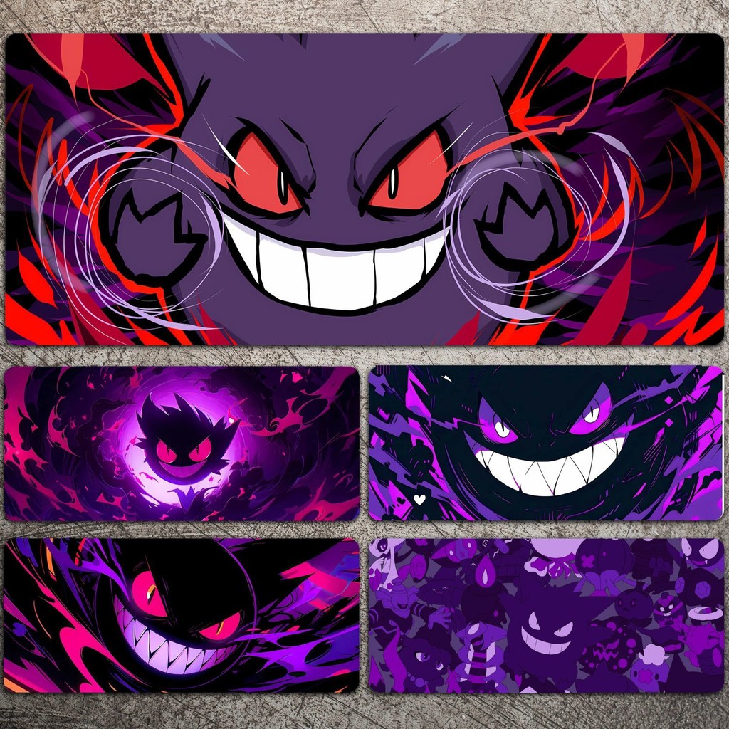 ♚-♚แผ่นรองเมาส์ Pokemon แผ่นรองคีย์บอร์ดขนาดใหญ่พิเศษแอนิเมชั่นสองมิติ Gengar