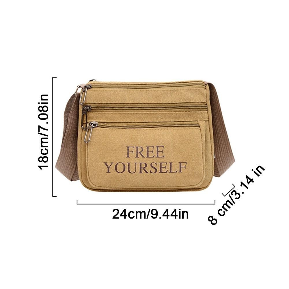 กระเป๋าสะพายไหล่ผู้ชายแฟชั่น New Casual Satchel Men Canvas Zipper Bag For Outdoor K1k6