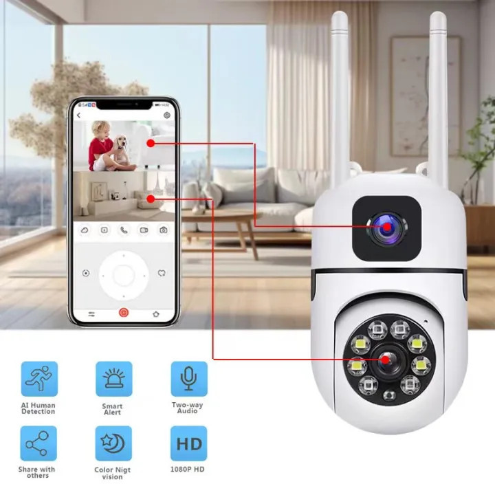 กล้องวงจรปิด360wifi PTZ HD5MPOutdoorIndoorwireless IP Securety CCTVCameraภาพคมชัดผ่านมือถือ app v380pro