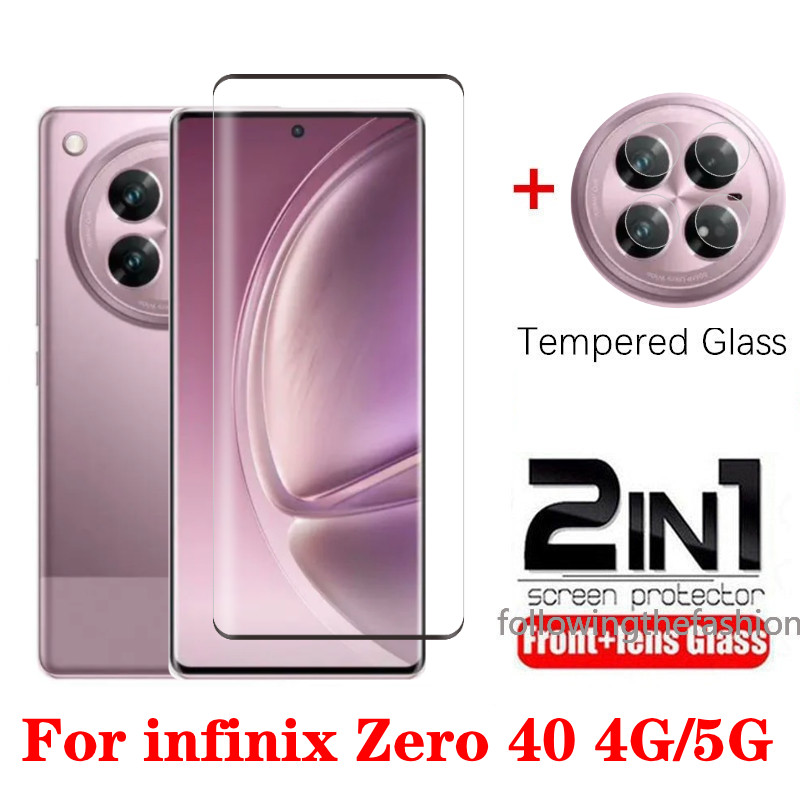2 in 1 ฟิล์มกระจกนิรภัยสําหรับ infinix Zero 40 5G Zero40 4G 2024 Gobal หน้าจอ HD Clear View Film Protector ฟิล์มแก้วฟิล์มกล้องเลนส์กระจก