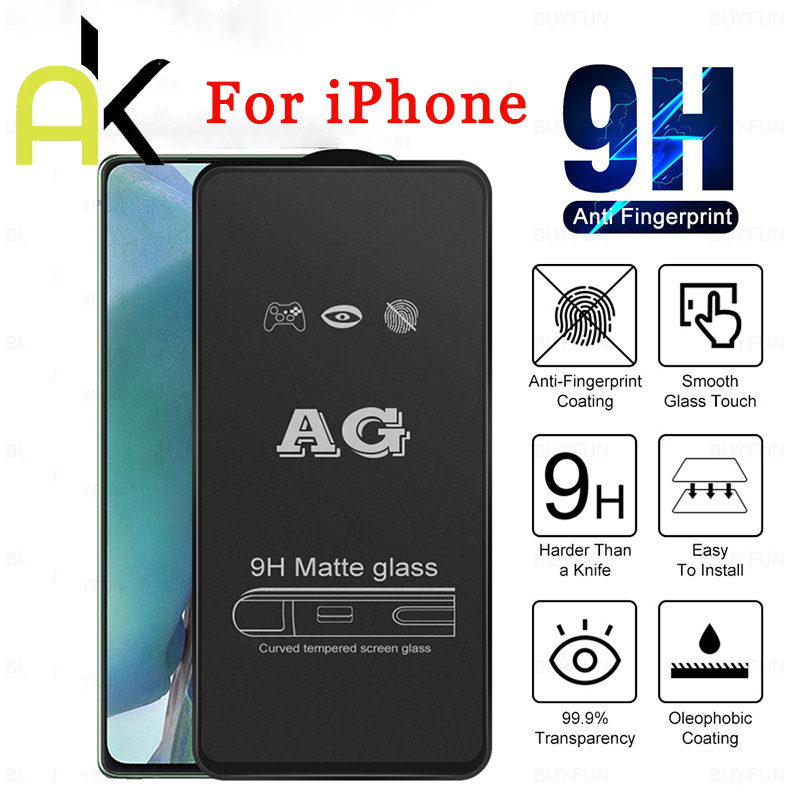 AK AGฟิล์มกระจก ด้าน for IPhone 16 15 11 12 13 14 17 Pro Max X XR XS Max 6S 7 8 Plus iPhone Air  ฟิล์มกันเสือก หน้าจอ