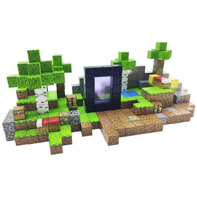 Minecraft Magnetic Building Blocks บล็อกตัวต่อแม่เหล็กเด็ก DIY ของเล่น MC Magnetic Build