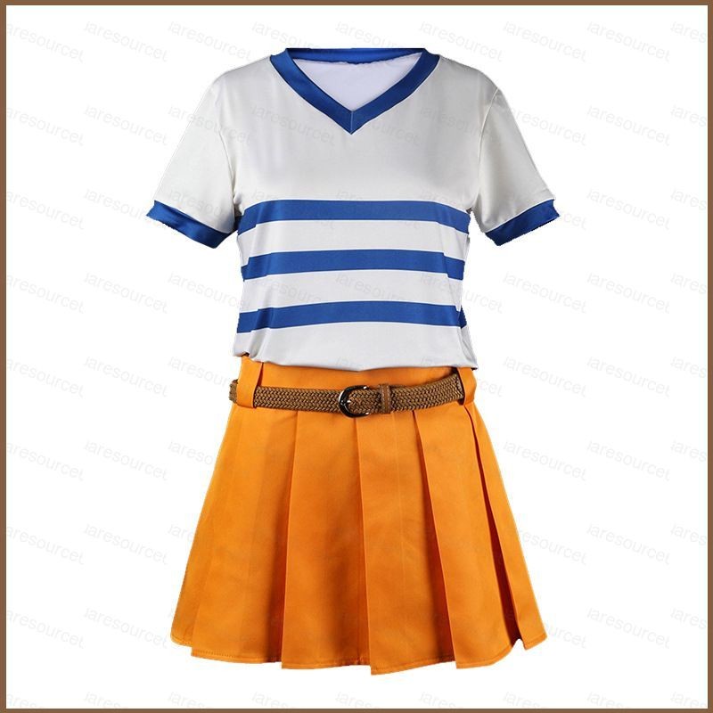 Miss One Piece Nami คอสเพลย์เครื่องแต่งกาย Tshirt กระโปรงเข็มขัดอะนิเมะ Nami COS ปาร์ตี้ฮาโลวีน