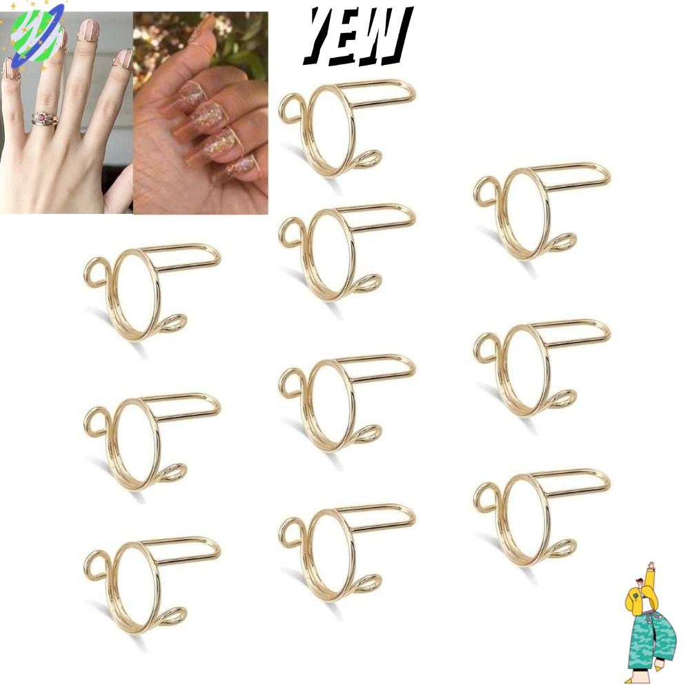 Yew แหวนเล็บสําหรับเล็บปลอมฝรั่งเศสปลายนิ้วเล็บแหวน,ที่ถอดออกได้ Causal Nail Art ตกแต่ง Phalanx แหวนสาว