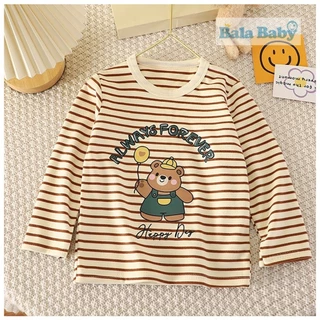 เสื้อแขนยาวเด็ก เสื้อยืดลายทางน้องหมี ใส่ได้ทั้งเด็กผู้หญิงและผู้ชาย แฟชั่นฤดูใบไม้ผลิ Size 80-120 cm CX18