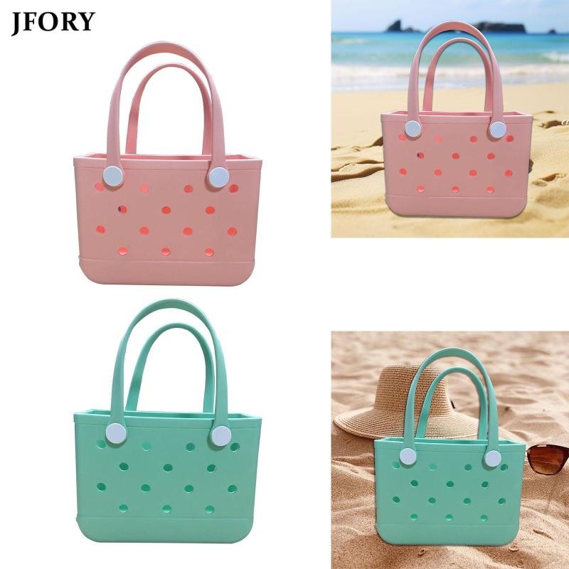 Jfory Beach Hole Bag EVA Basket กระเป๋าสะพายข้างแบบพกพาสําหรับช้อปปิ้ง