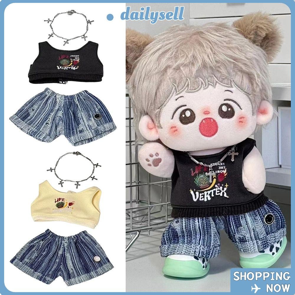 เสื้อผ้าตุ๊กตา เดลี่,20เซนติเมตรเปลี่ยนชุดเกมขนาดเล็กเสื้อกั๊กกางเกงชุด,แฟชั่นคอสเพลย์ภาพอุปกรณ์ประกอบฉากสีฟ้าสีดําสีขาวตุ๊กตาคู่ชุดชุดผ้าฝ้ายต