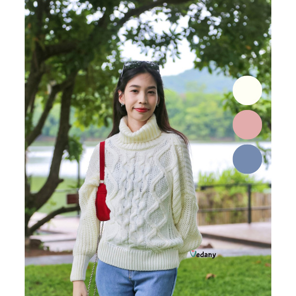 Mushroom wool soft ไหมพรมคอเต่าผสมวูล สินค้าพร้อมส่งนะคะ VDN-Knit 020