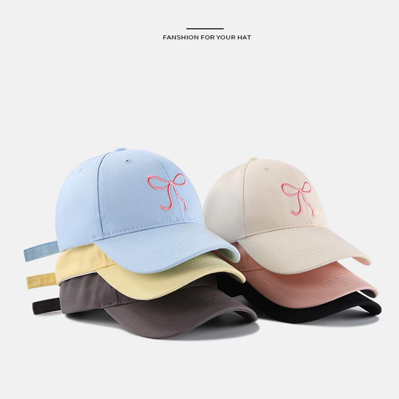 หมวกแก็ป (ปักโบว์) หมวกเบสบอล แฟชั่นเกาหลี cotton cap