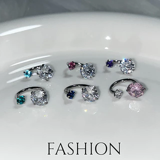 ต่างหูเรขาคณิต Rhinestone โลหะผสมความงามสําหรับผู้หญิง