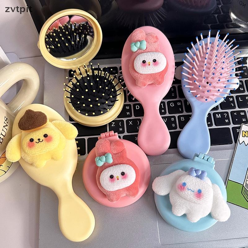 Zvtpit Sanrio Air Cushion หวีนวด Cinnamoroll Kuromi Mymelody Pochacco หวีแบบพกพาแปรงผมสําหรับสาวของขวัญการ์ตูน TH