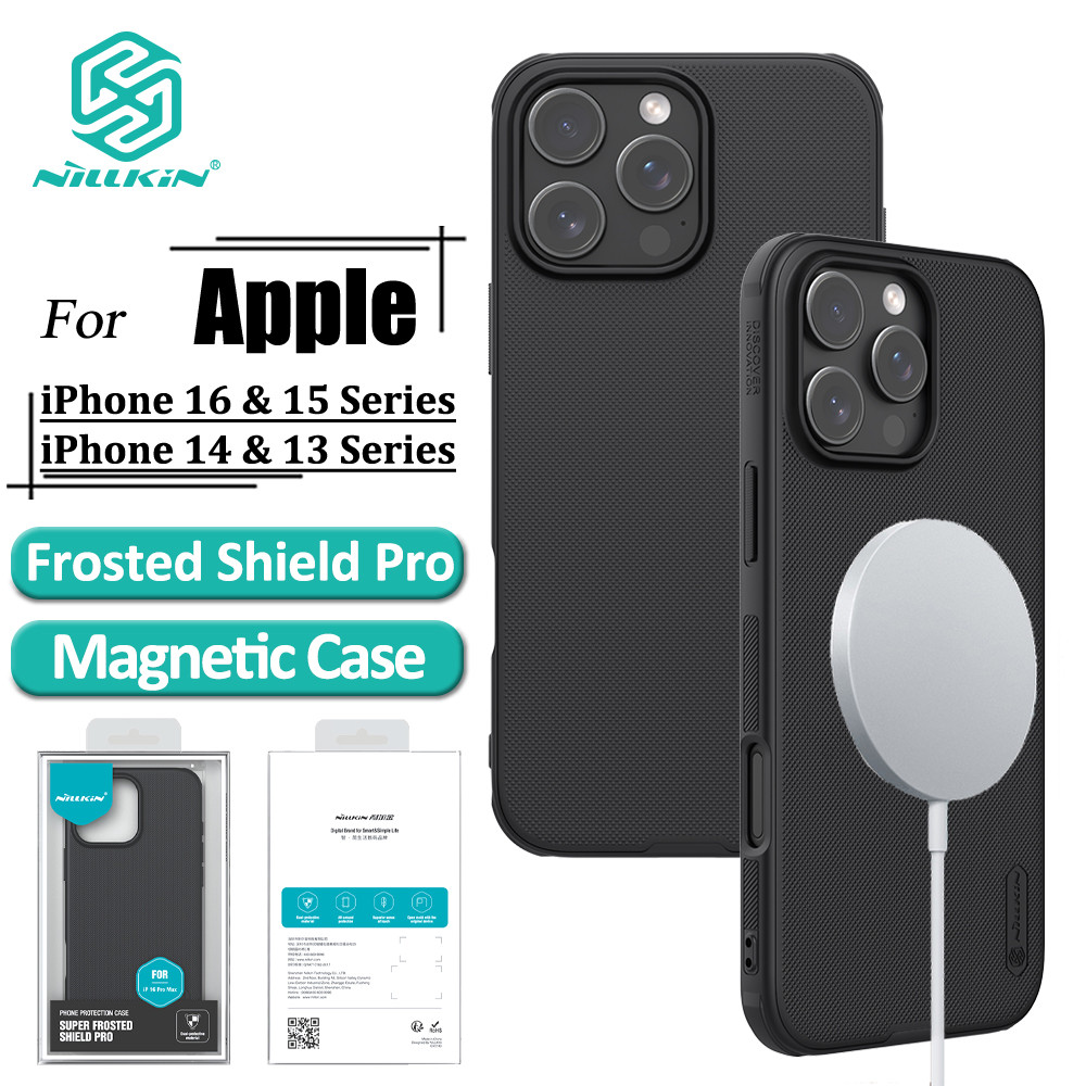 Nillkin เคสโทรศัพท์แม่เหล็กสําหรับ iPhone 16 Pro Max 16 Plus 15 14 13 Pro Max กรณีป้องกันลายนิ้วมือกันกระแทกฝาหลัง