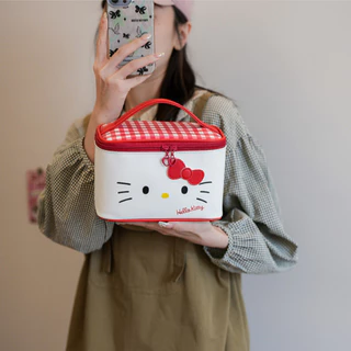 Sanrio Stereoscopic หูน่ารักการ์ตูนกระเป๋าเครื่องสําอาง Hello Kitty Cinnamoroll Melody Kuromi Travel กระเป๋าเก็บแบบพกพากระเป๋าถือ