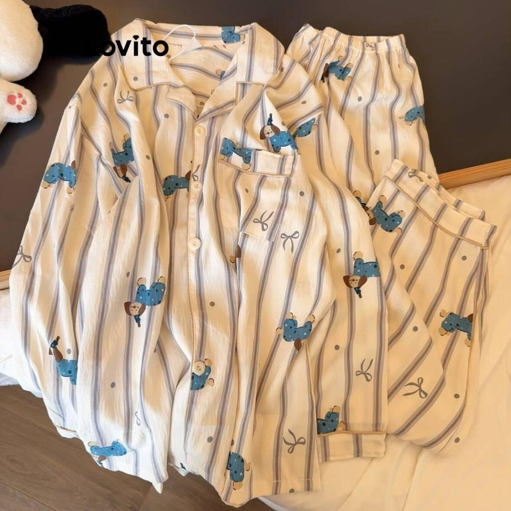Lovito ชุดนอนลายสัตว์สบาย ๆ สำหรับผู้หญิง LNA79308