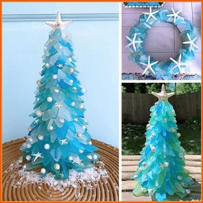 Topsky สําหรับ Creative Sea Beach เรซิ่นต้นคริสต์มาสเมดิเตอร์เรเนียนสไตล์ปลาดาว Gradient Blue Princess เครื่องประดับ Ocean Th