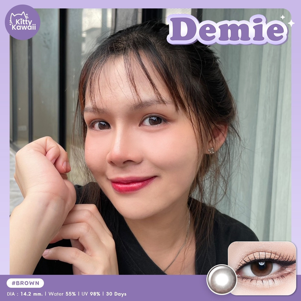 🔥คอนแทคเลนส์ ❤️Size : S❤️ รุ่น Demie (kittykawaii) สี : Brown / Gray