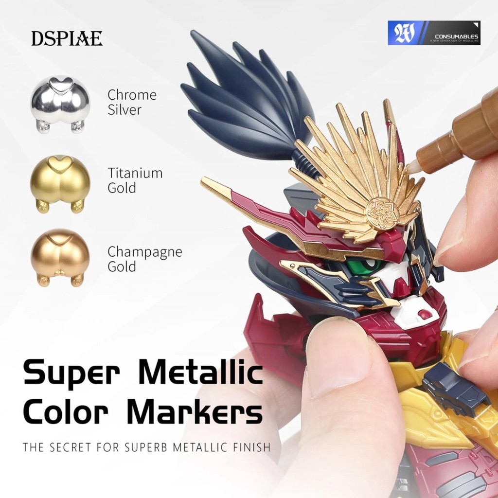 Dspiae MKS Super Metallic สี Chrome Silver Titanium gold แชมเปญทองสี Marker ปากกาสําหรับ Gundam รุ่น