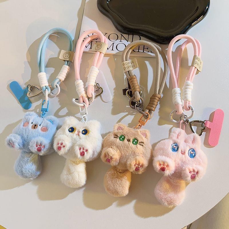 [พีดีเอ็ม] น่ารัก อิน สีขาวตุ๊กตาแมวหางเคสโทรศัพท์จี้หมุนกระเป๋าพวงกุญแจเครื่องประดับผู้หญิงสากล