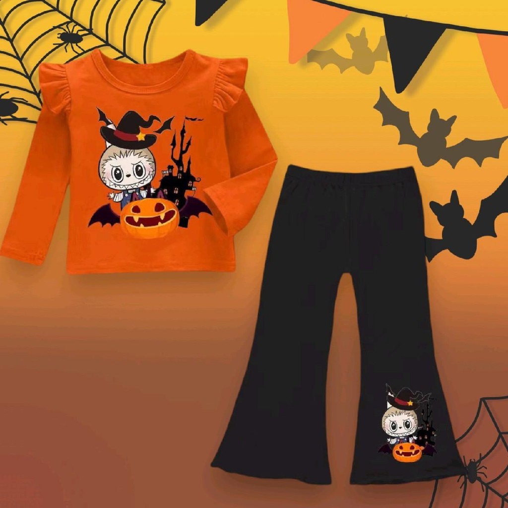 พร้อมส่งในไทย ชุดเซทเด็กฮาโลวีน2024 Halloween เสื้อแขนยาวปีกนก+กางเกงขายาว