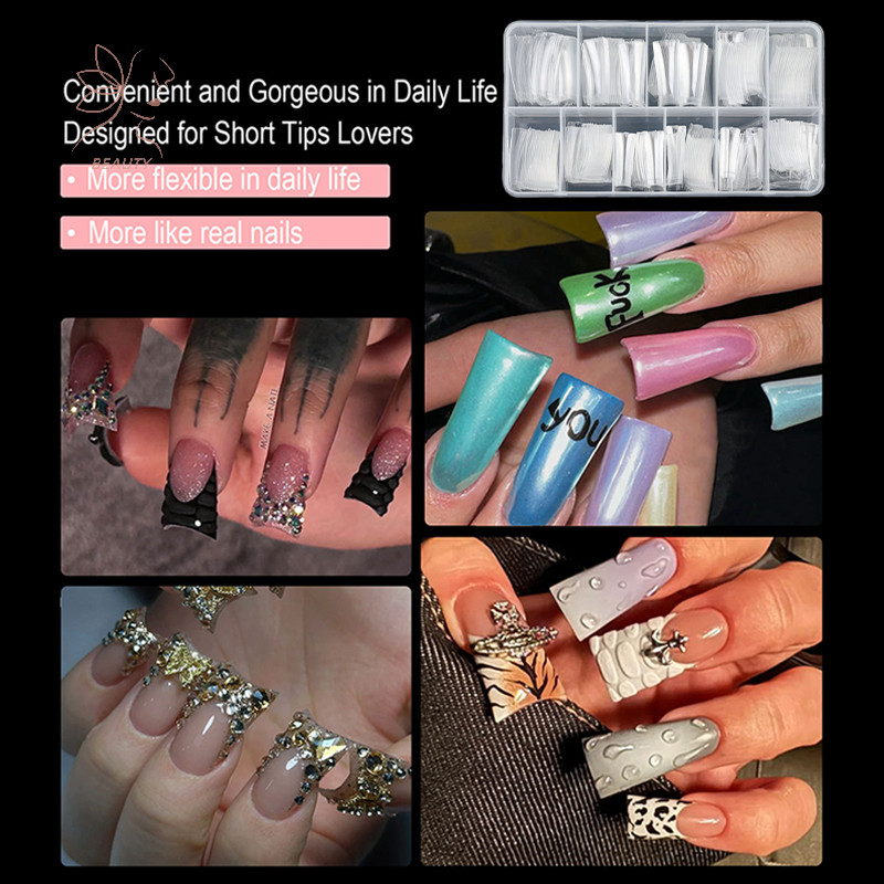 maybeauty 504pcs เล็บเป็ดสําหรับเล็บอะคริลิคครึ่งฝาครอบเล็