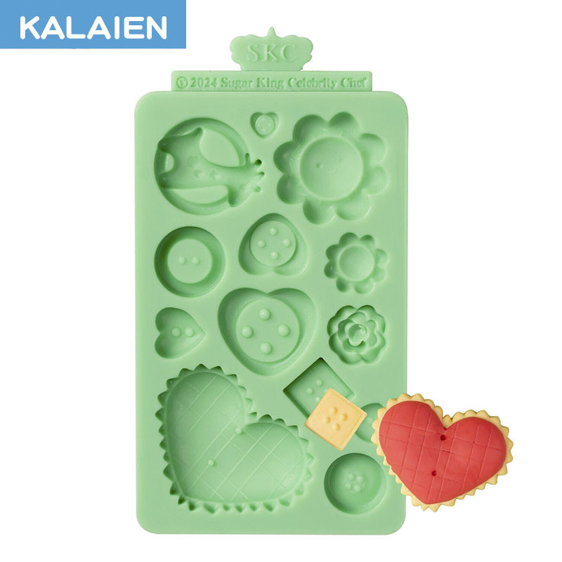 แม่พิมพ์คุกกี้ซิลิโคนรูปหัวใจ,สีเขียว Fondant แม่พิมพ์ Easy Release ช็อกโกแลต,คุกกี้เบเกอรี่แม่พิมพ์ DIY Sugarcraft,Clay,Fondant DIY Fondant ซิลิโคน Mould Love Non Stick Easy Release